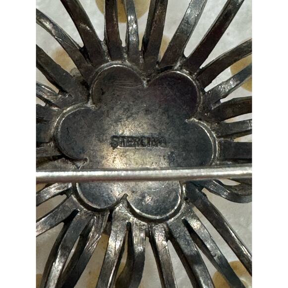 Vintage Mid Century Pearl Cluster Brooch and Matching Earrings, Sterling Silver - Picture 6 of 7